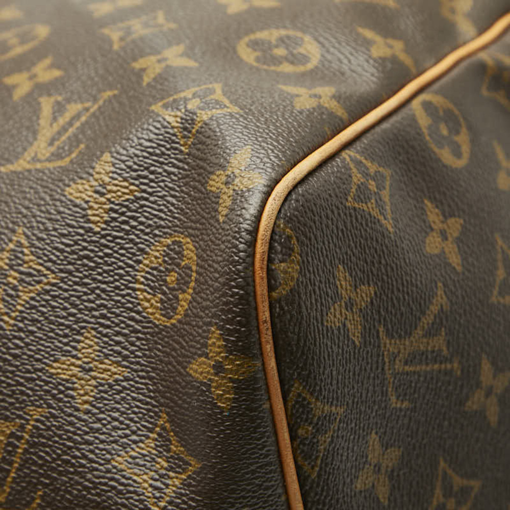 LOUIS VUITTON Authentic Brown Monogram Leather Keepall 60 Boston Bag - Picture 4 of 15